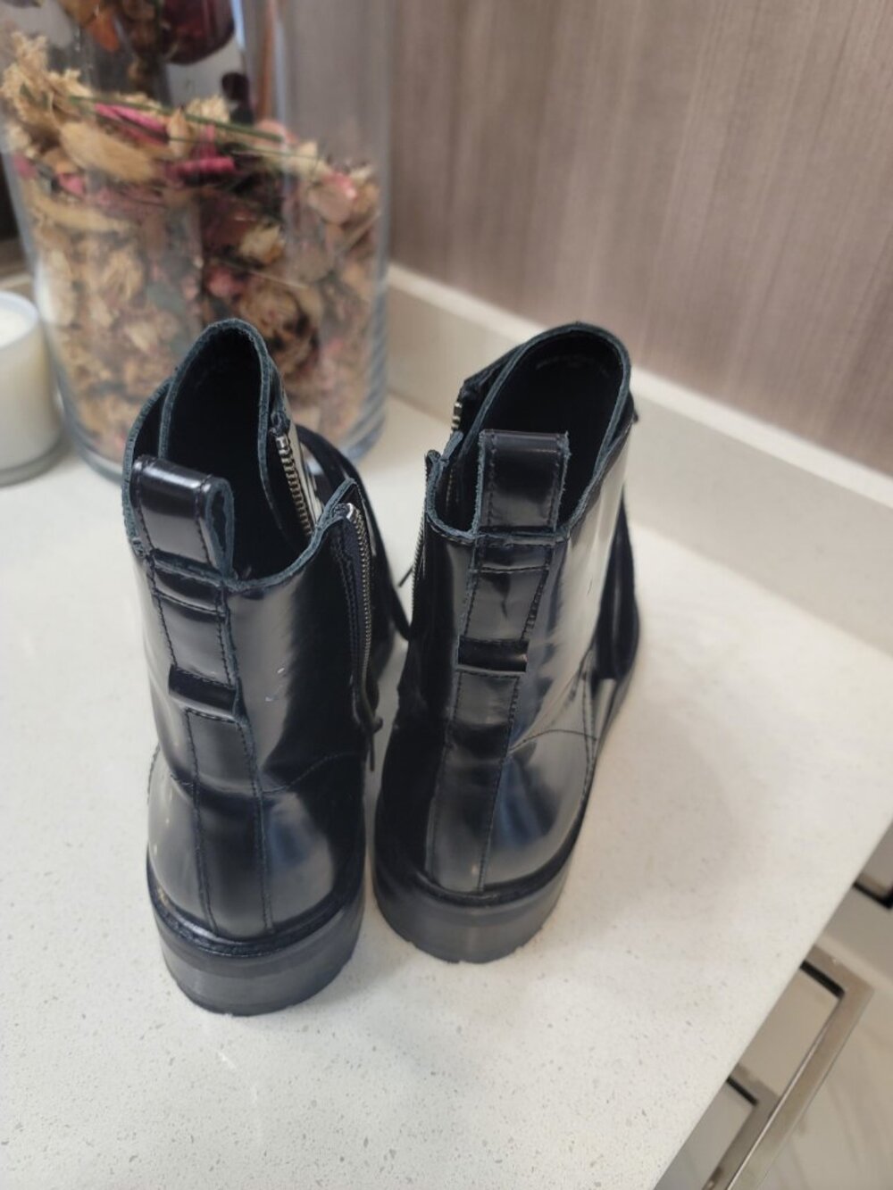 AllSaints Black Women's Leather Lira Hiker Black Boots Size 39 EU - Picture 3 of 8